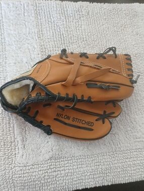 Kids Tan Baseball Glove - Nylon Stitched Youth Mitt